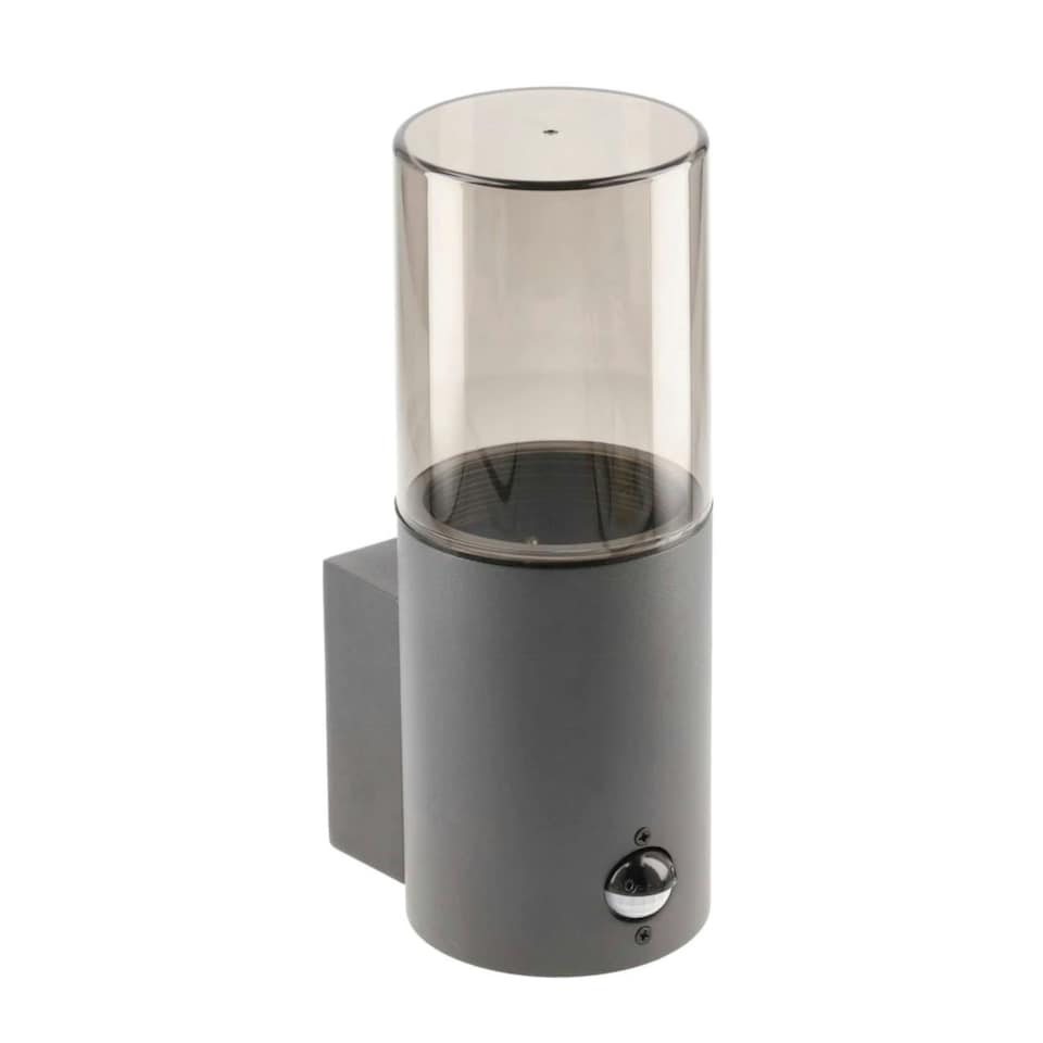 image 1 of CGC BLUEBELL Dark Grey Cylinder Wall Light with PIR Motion Sensor Grey