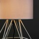 image 1 of ValueLights Modern Geometric Grey Metal Cage Bedside Table Lamp With Grey Fabric Shade