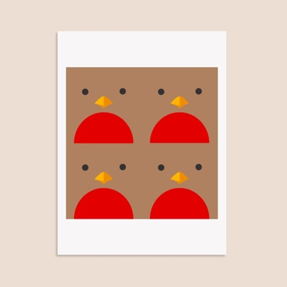 image 1 of Christmas Robin Square Stickers 95mm - Sheet of 4