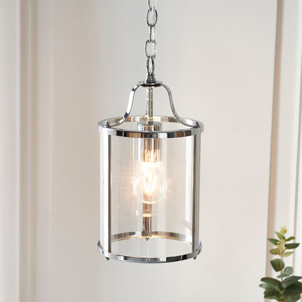 image 1 of Set of 2 Chester - Chrome Lantern Style Adjustable Pendant Lights