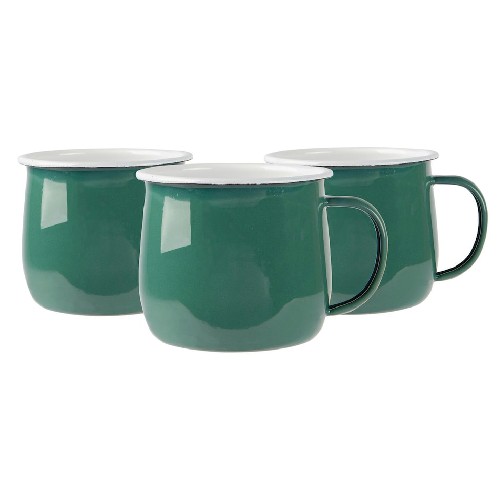 image 1 of Argon Tableware Coloured Enamel Belly Mugs - 375ml - Green - Pack of 6 Green