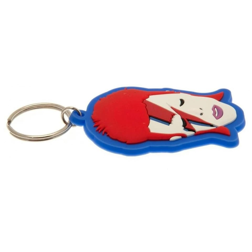 image 1 of David Bowie Rubber Keyring - Blue/Red/White - One Size