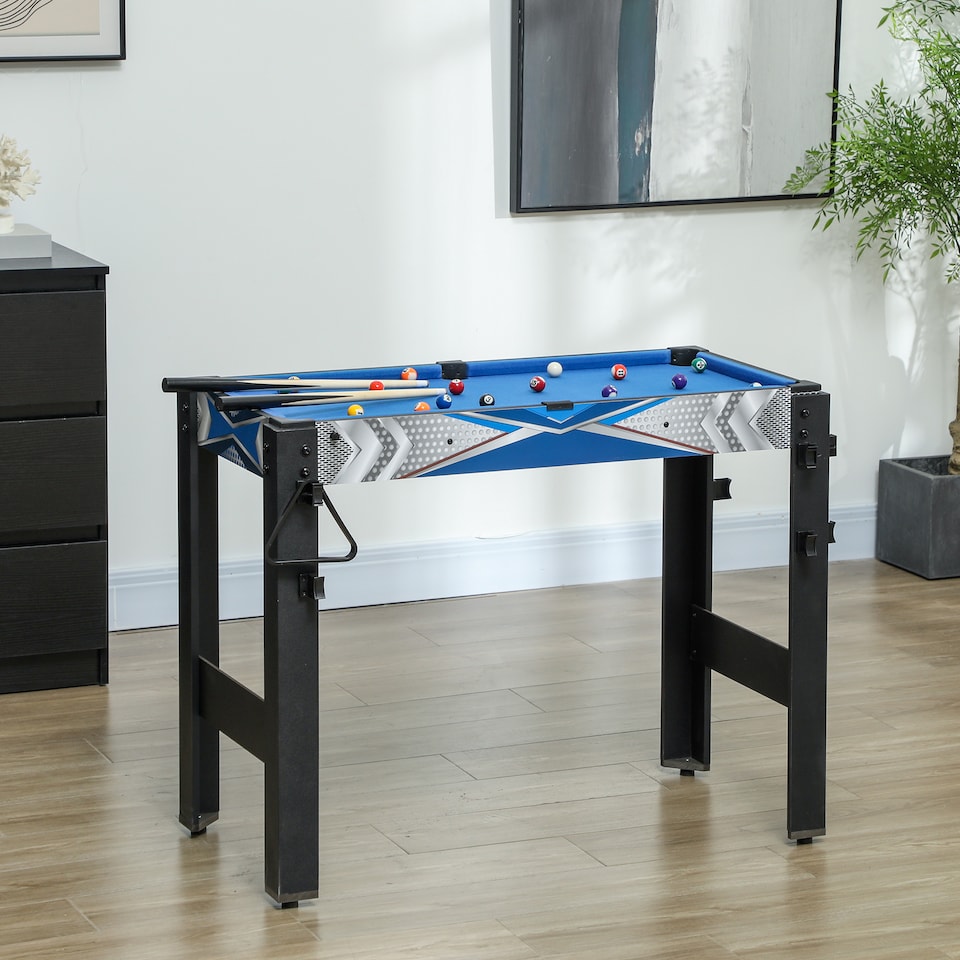 image 1 of SPORTNOW 5-in-1 Multi Games Table, Mini Pool Table Tennis Hockey Table, Basketball Arcade Game, Archery, Blue