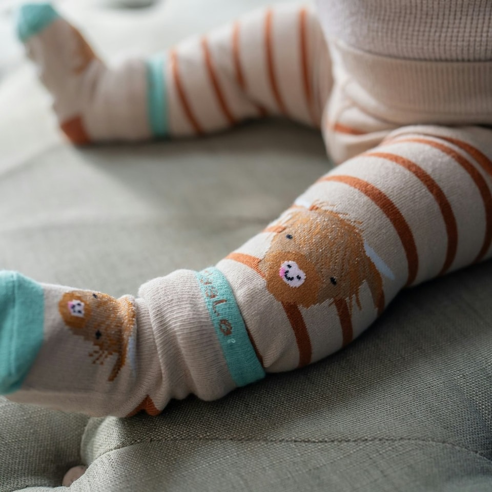 image 1 of Ziggle Leggings and Socks Set 6-12m - Highland Cow