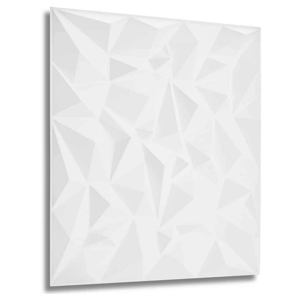 image 1 of NOVECRAFTO Diamond Effect 3D Wall Panels – 6 Sheets Covering 1.5 sqm (16.15 sqft) – Matte Interior PVC Cladding Tiles – 19.6"x19.6" Diamond Design Matt White
