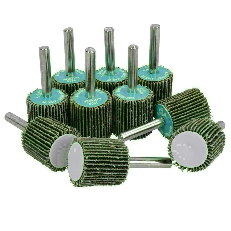 image 1 of 80 Grit 25mm Flap Wheel Disc Abrasive Sanding Pads For Drills 6mm Shank 20pc