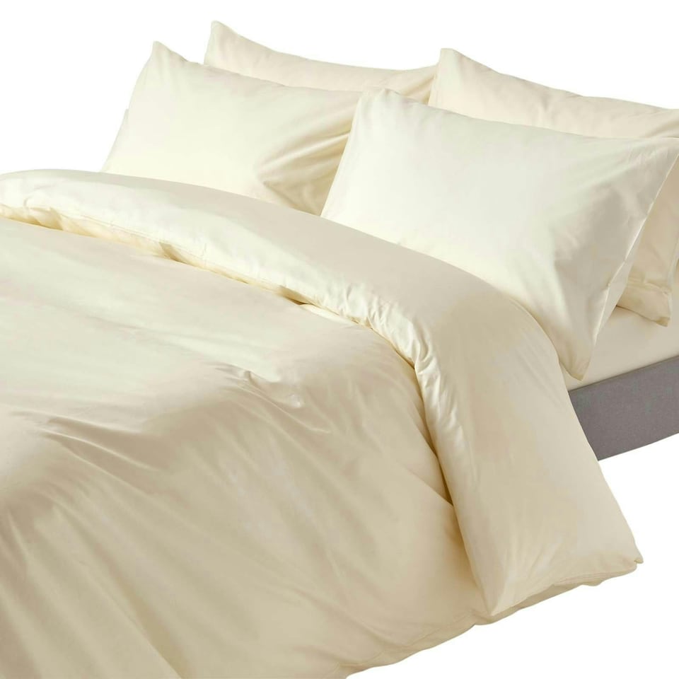 image 1 of Homescapes Cream Cotton Duvet Cover Set - 200 Thread Count - Double | Cream | Double