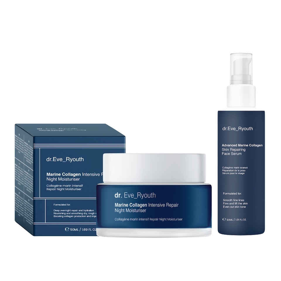 image 1 of Dr. Eve_Ryouth Advanced Marine Collagen Skin Repairing Face Serum 30ml + Marine Collagen Intensive Repair Night Moisturiser 50ml