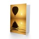 image 2 of Hot Air Balloon Silhouette Tranquil Sea Sunset Art Card