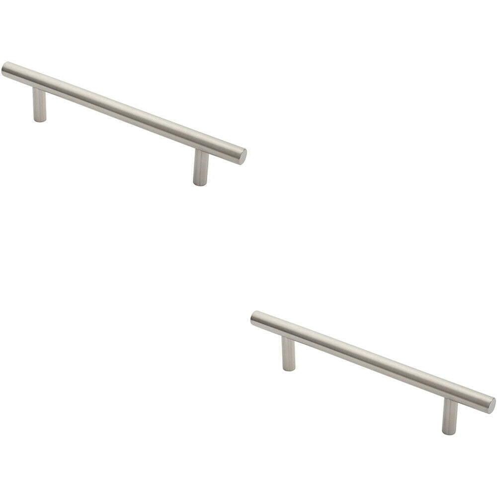 Loops 2x 19mm Straight T Bar Pull Handle 225mm Fixing Centres Satin Stainless Steel in Metallics