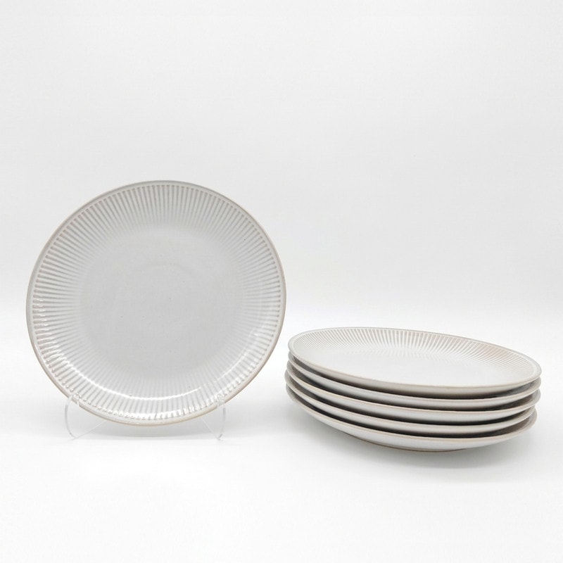 Reactive Cream Glaze Dinnerware Dinner Plate 4pc Set 26cm
