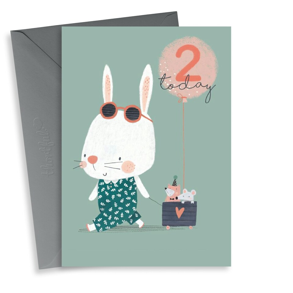 image 1 of Cute Bunny & Friends 2nd Birthday Card