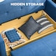 image 5 of HOMCOM 2 Seater Sofa Bed with Hidden Storage, Pull Out Convertible Bed Settee, Modern Snow Flannel Loveseat Sofa Sleeper with 2 Cushions for Living Room, Guest Room, Deep Blue