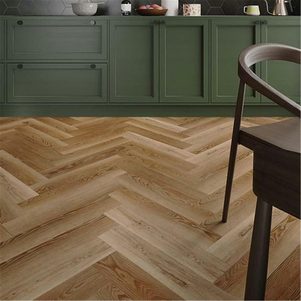 image 1 of PACK OF 20 (Total 20 Units) - Premium 5mm Thick Golden Oak Herringbone Flooring - 126mm (W) x 630mm (L)