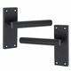 image 3 of Golden Grace 6 Pairs Victorian Straight T-Bar Door Handles Latch in Matt Black Finish - 120mm x 40mm Backplate Black