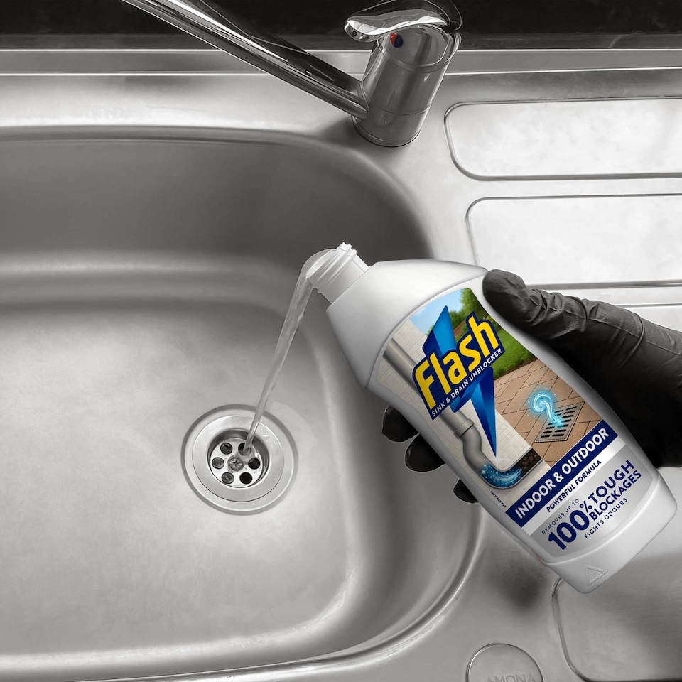 image 1 of Flash Indoor & Outdoor Sink and Drain Unblocker 500ml