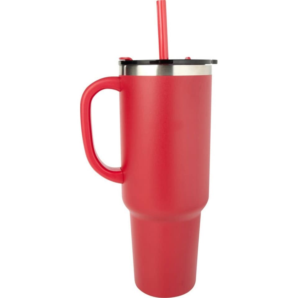 Sydney Vacuum Insulated 1200ml Mug With Straw - Red - One Size