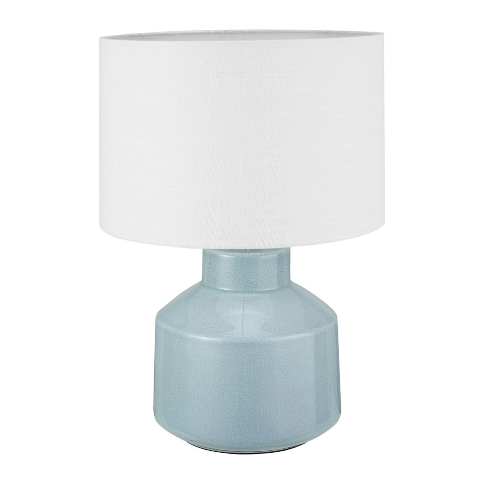 image 1 of Duck Egg Blue Crackle Effect Table Lamp
