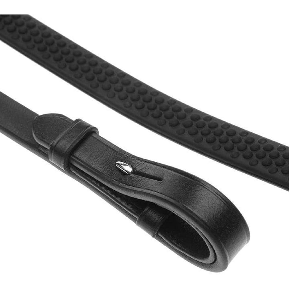 Aviemore Soft Leather Horse Rubber Reins - Black - 61in x 0.63in