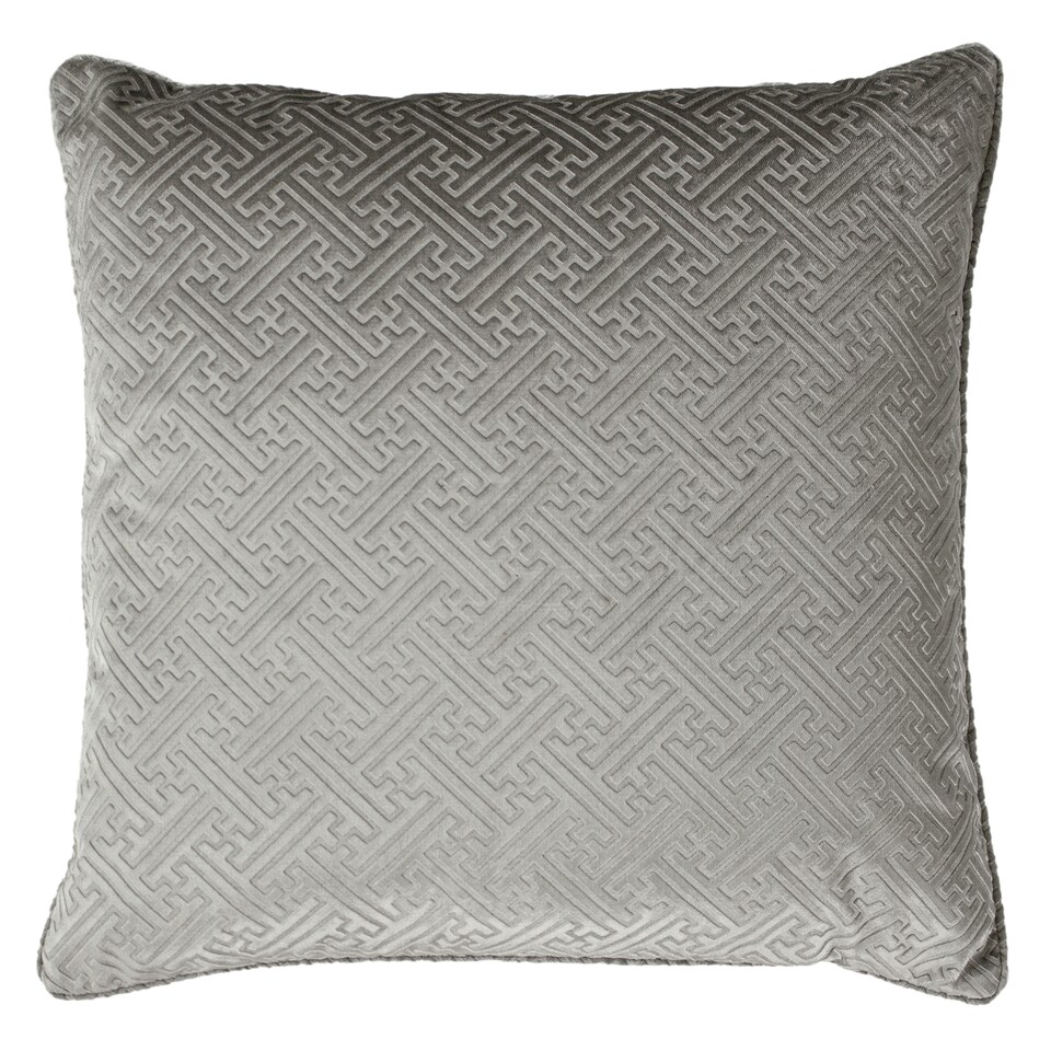 image 1 of Paoletti Florence Embossed Velvet Cushion, Silver, 55 x 55cm