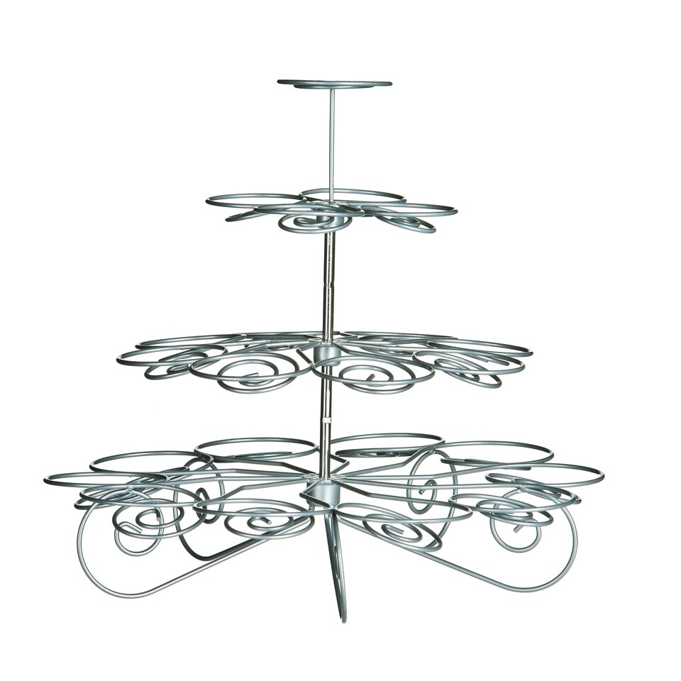 image 1 of 4 Tier Silver Wire 23 Cups Cupcake Stand Silver
