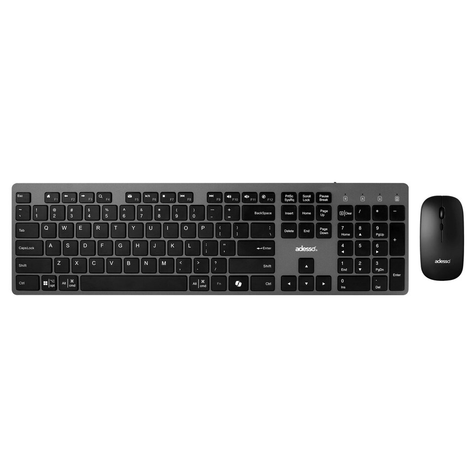 image 1 of Adesso Multi OS Wireless Scissor Switch Keyboard and Mouse With a Co-Pilot AI Hotkey and Quiet Switches