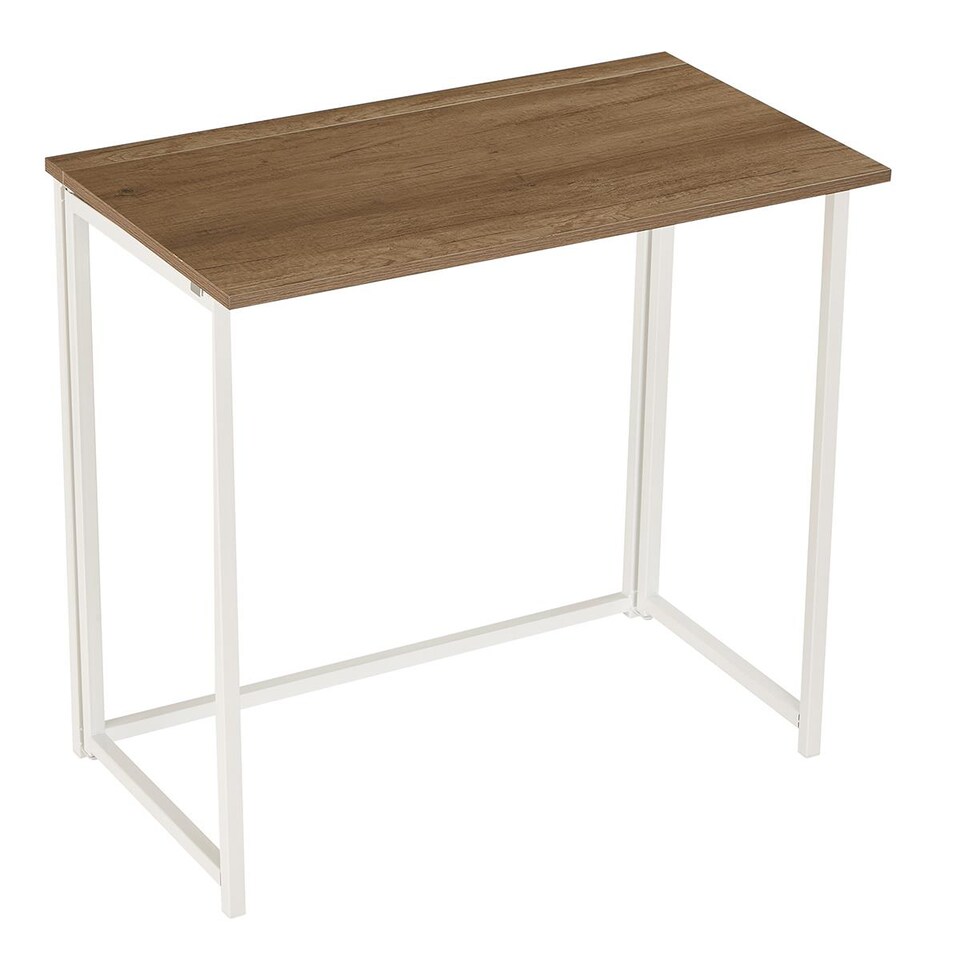 image 1 of House of Home Folding White Wood Computer Desk Foldable Study Coffee Table Laptop Office PC | Brown