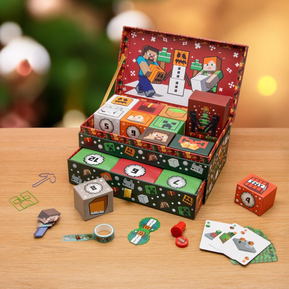 image 1 of Minecraft Keepsake Christmas Box, 24 Day Countdown with Gifts & Stationery, Official Holiday Gamer Gift, Paladone