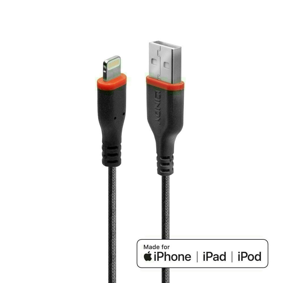 image 1 of 2m Reinforced USB Type A to Lightning Charge & Sync Cable