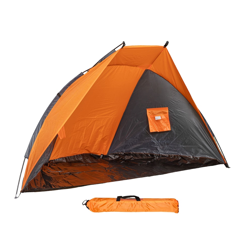 image 1 of 115cm x 210cm Portable Pop up Sun Shade Beach Tent with Carry Handle | Orange | Orange