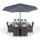 image 1 of Savannah Rectangular 6 Seater Rattan Patio Dining Set | Grey | Grey