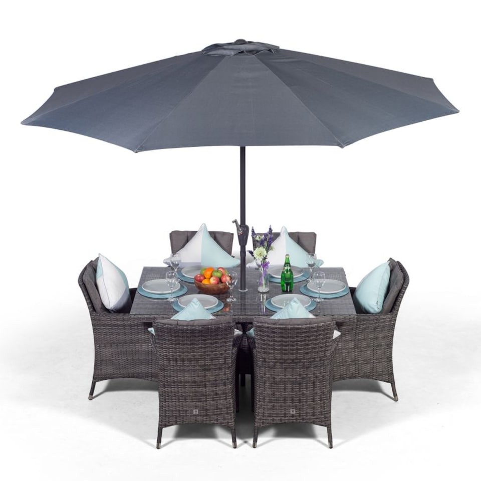 image 1 of Savannah Rectangular 6 Seater Rattan Patio Dining Set | Grey | Grey
