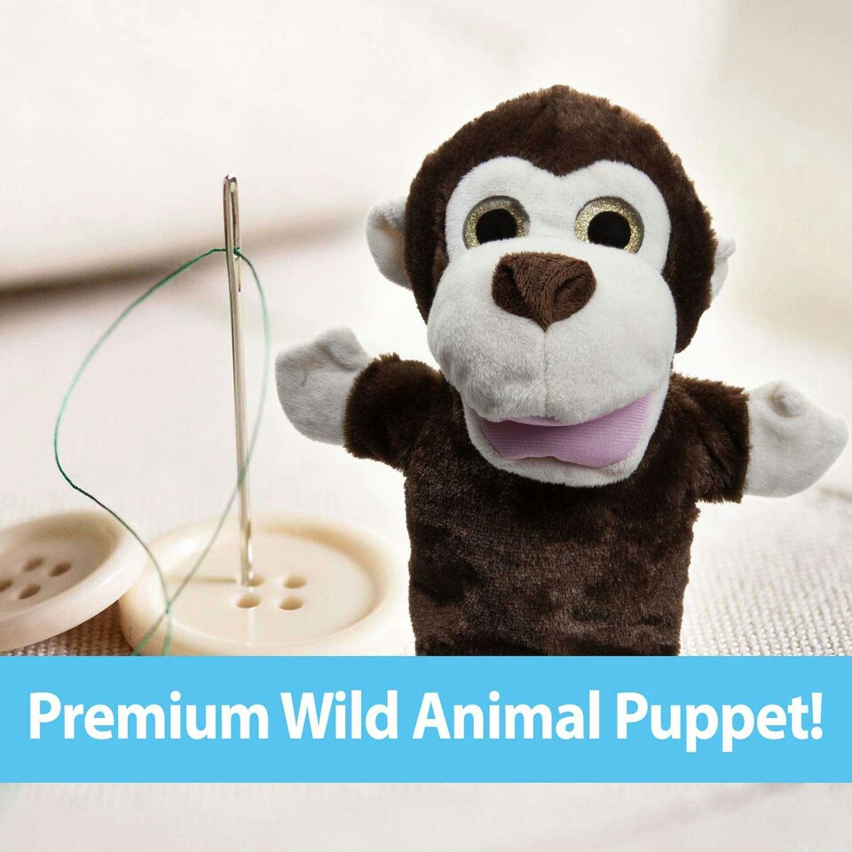 image 1 of Monkey 24cm Hand Puppet Wild Animal Plush Toy With Sparkle Eyes