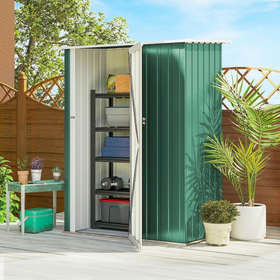 image 1 of Outsunny Outdoor Storage Shed Steel Garden Shed w/ Lockable Door Green