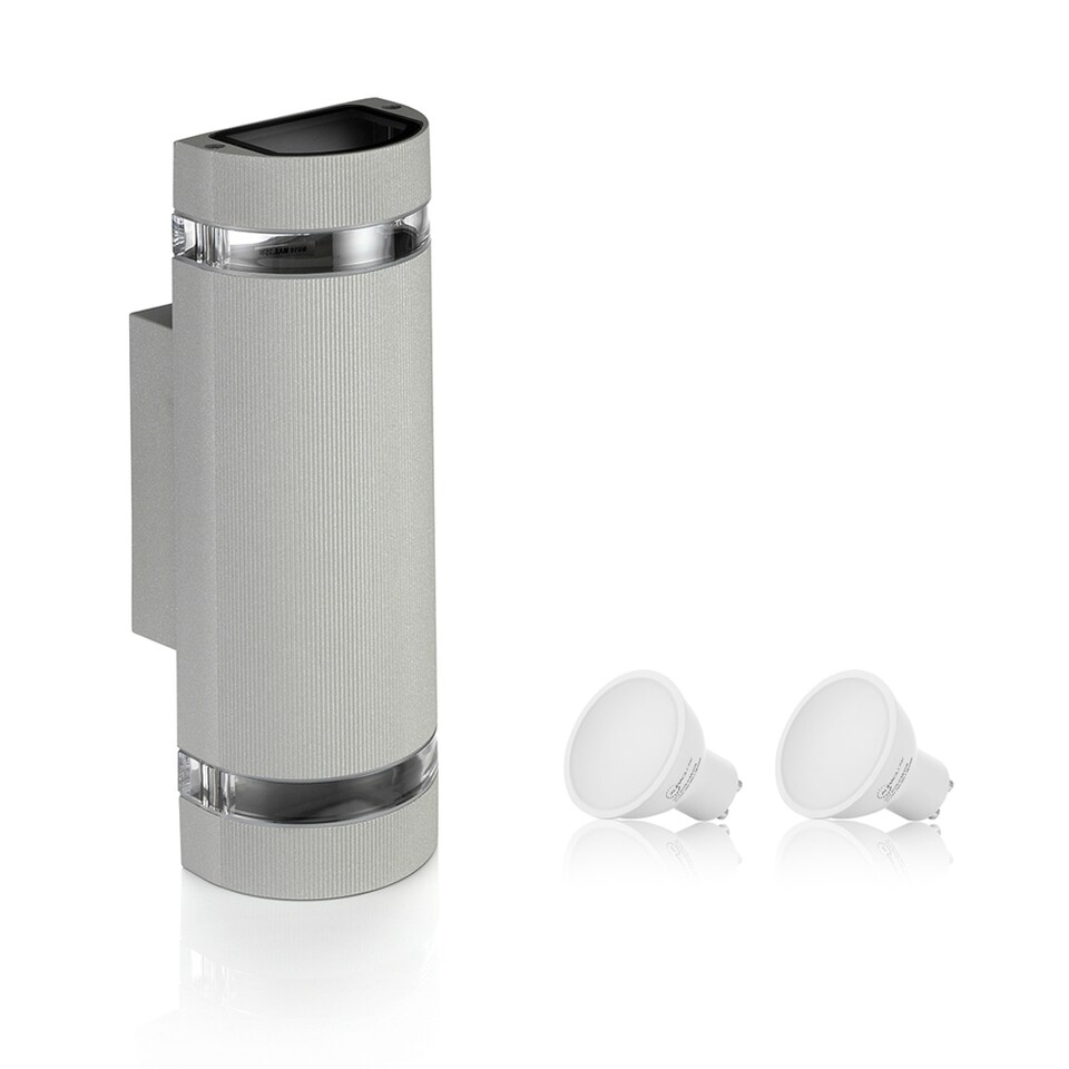image 1 of Auraglow Outdoor Double Up & Down Wall Light - ELTON | Silver | Silver/Fitting Only