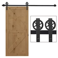 HOMCOM 6.6ft Sliding Wood Barn Door Hardware Kits Track Industrial Style A Set Black