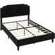 image 2 of Yaheetech 5ft King Upholstered Bed Frame with Button-Tufted Headboard Black