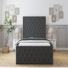 Sloomy Vienna Graphite Dumfries Bed Frame With Mattress With 50" Upholstered Headboard 6' Super King