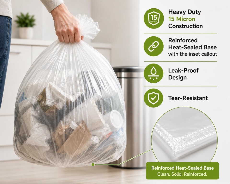 image 1 of Ecobag Heavy Duty Swing Bin Liners 55 Litre Extra Strong Leak Proof Tear Resistant