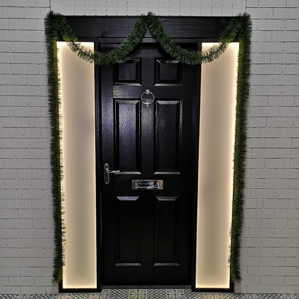 image 1 of 6m (20ft) x 10cm Fine Cut Green Christmas Garland Tree Decoration