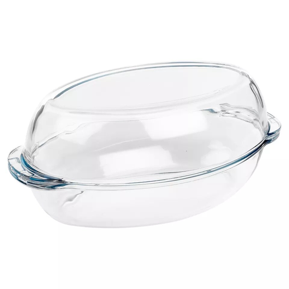 image 1 of 2.25L Borcam Oval Casserole Glass Dish with Lid