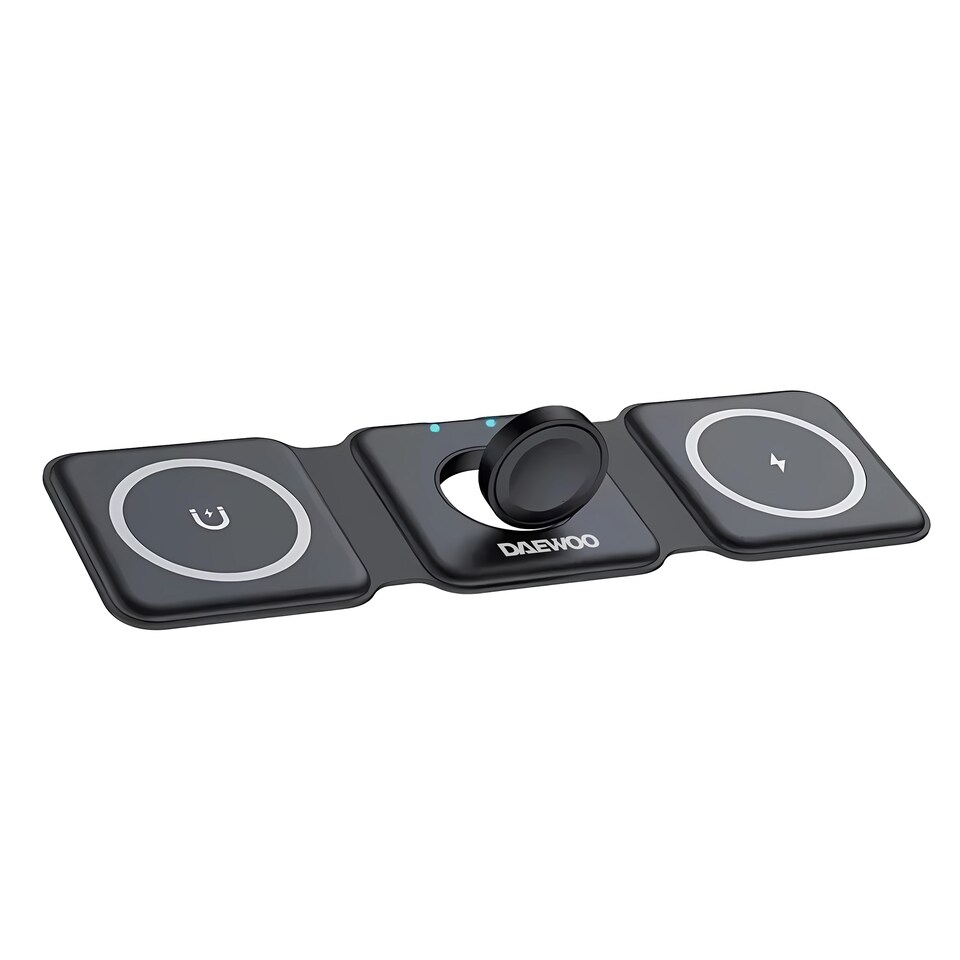 image 1 of Daewoo 3 In 1 Wireless Charger Foldable Station Black