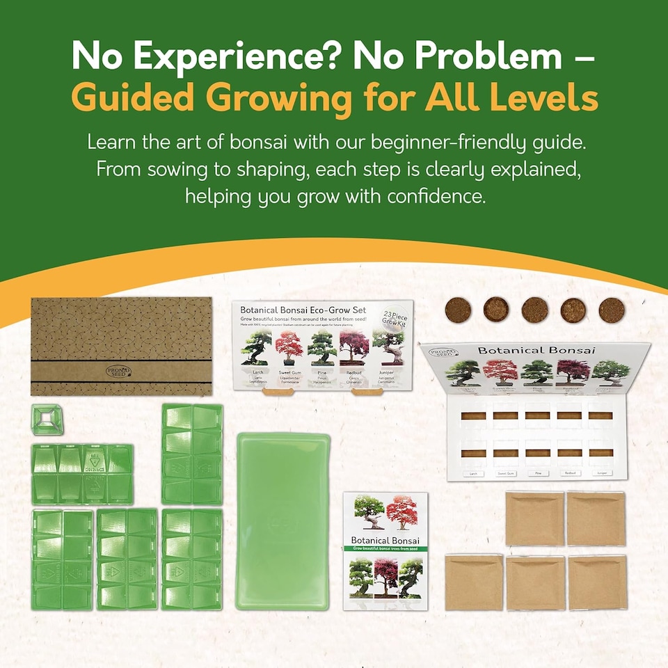 image 1 of Pronto Seed Grow Your Own Bonsai Tree Kit - 5 Bonsai Seed Varieties - Gardening Gifts for Men and Women