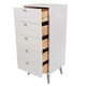 image 6 of Augusta Curve 5 Drawer Narrow Chest - White Wax Solid Wood Bedroom Storage with Rounded Edges and Mid-Century Legs | White | White | 1