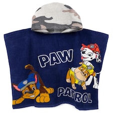 Paw Patrol Towelling Poncho Boys | Kids Navy Grey Camo Marshall Rubble Chase Rescue Pups Bath Beach Towel | Hooded Cotton Robe One Size