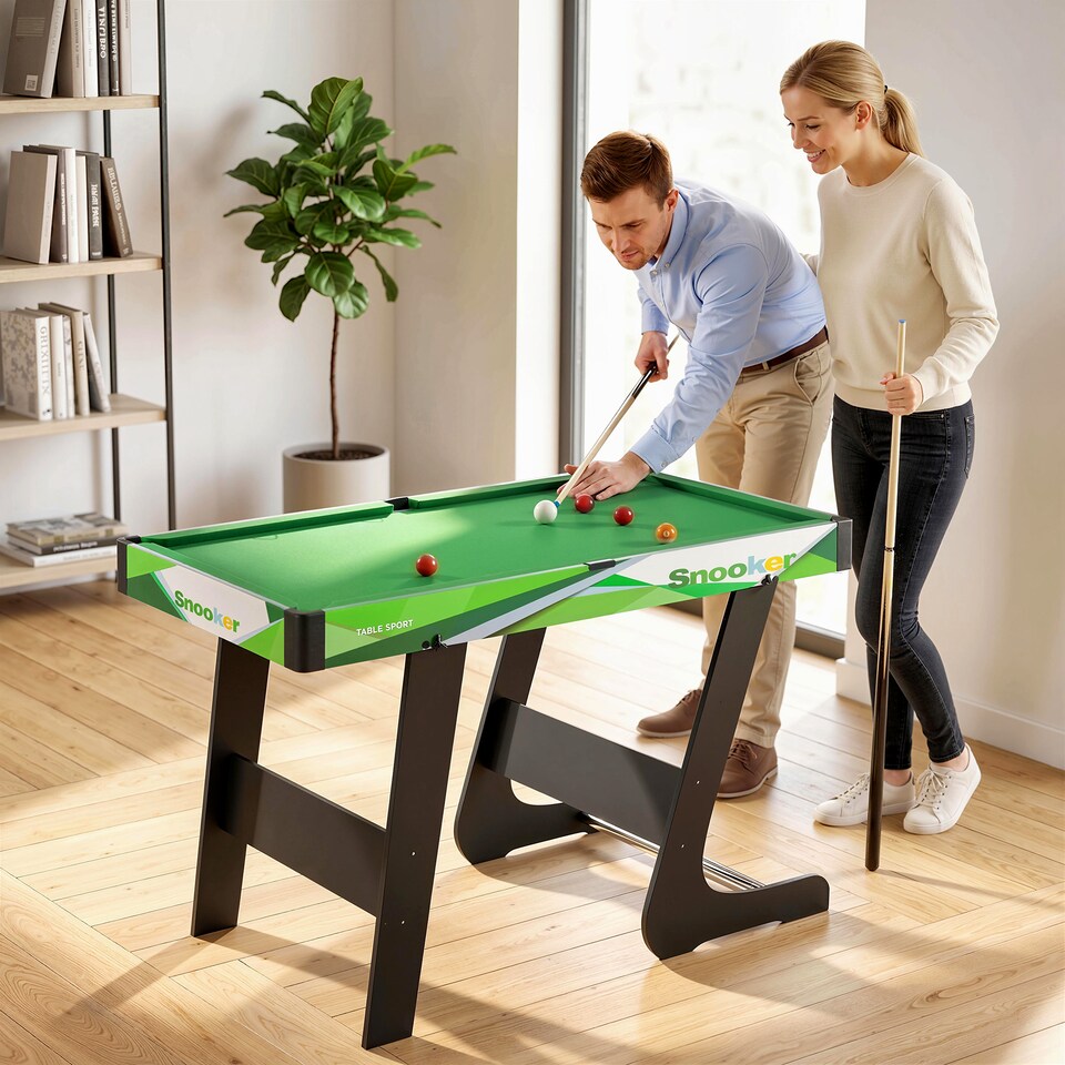 image 1 of SPORTNOW 104cm Folding Pool Table with Cues, Balls, Chalk, Triangle, Brush