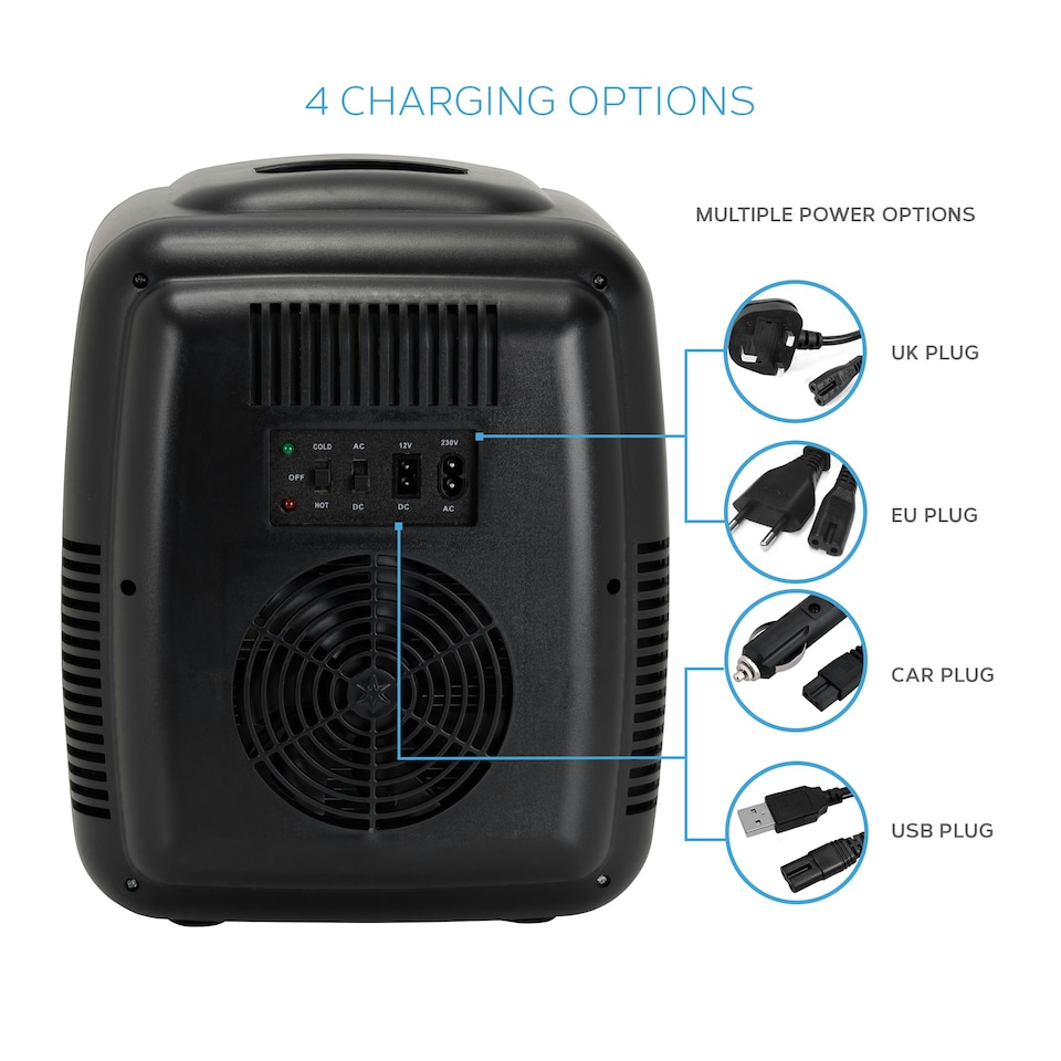 image 1 of MONCOOK Mini Fridge For Bedrooms - Small, Portable & Quiet Mini Fridges For Skincare, Medicine, Food & Drinks - Cooling & Warming Function- 9L - Black Mono
