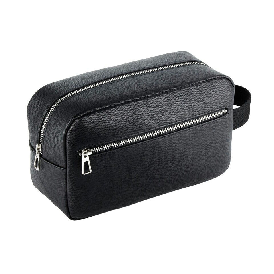 image 1 of Quadra Tailored Luxe PU Wash Bag - Black - One Size Black