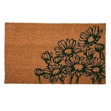 Doormat Coir Flowers Coconut & Black Print