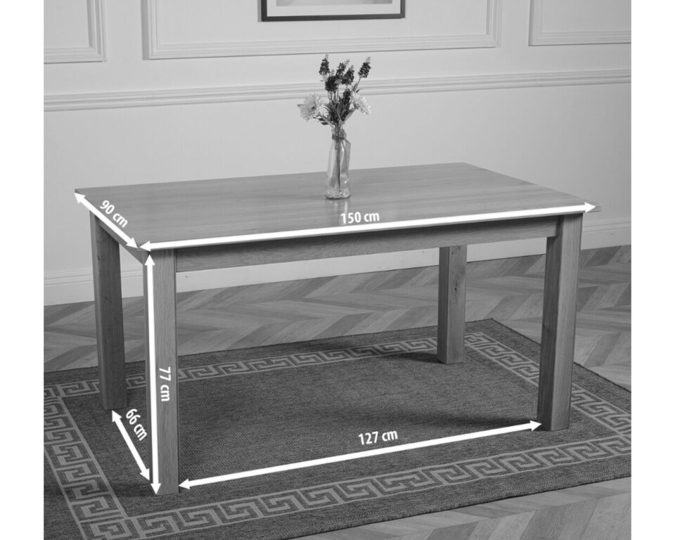 image 1 of Oslo 150 x 90 cm Medium Oak Dining Table and 6 Montana Leather Chairs | Black | Black